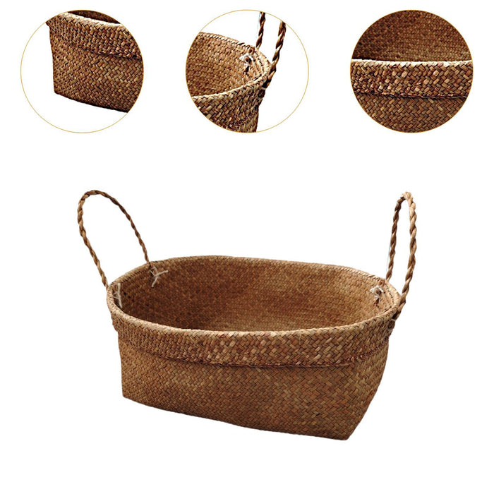 Crofta Woven Storage Box Organizer Bin Cabinet Key Organizing Clothes Rattan Basket Orange