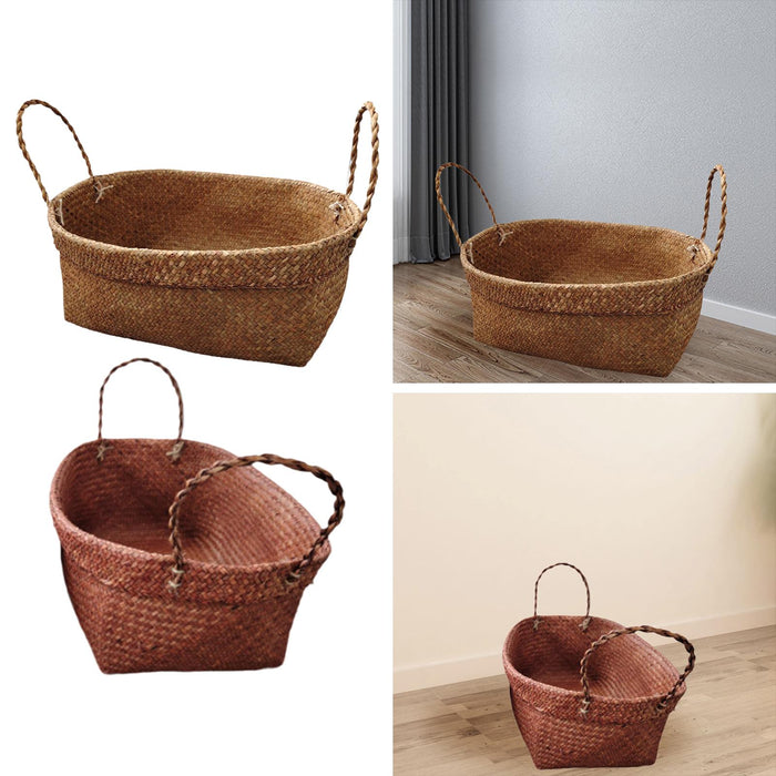 Crofta Woven Storage Box Organizer Bin Cabinet Key Organizing Clothes Rattan Basket Orange