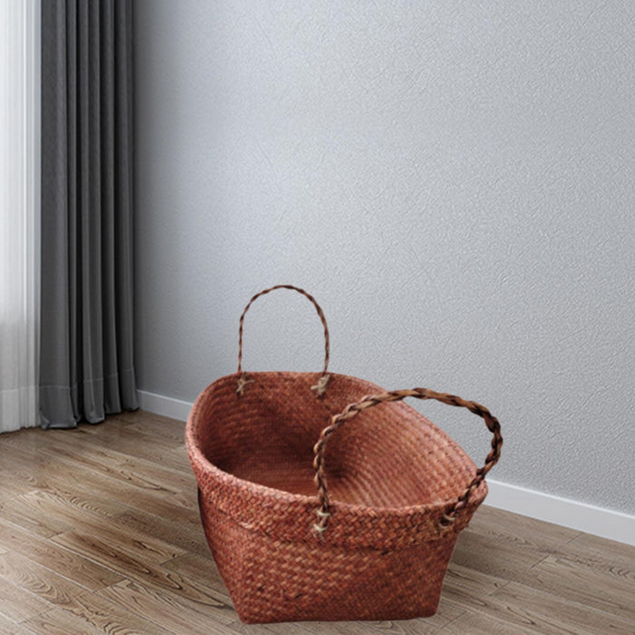 Crofta Woven Storage Box Organizer Bin Cabinet Key Organizing Clothes Rattan Basket Coffee