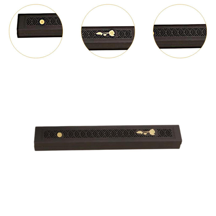 Crofta Wood Incense Stick Holder Gift Incense Stand for Desktop Bedroom Living Room Lotus Pattern