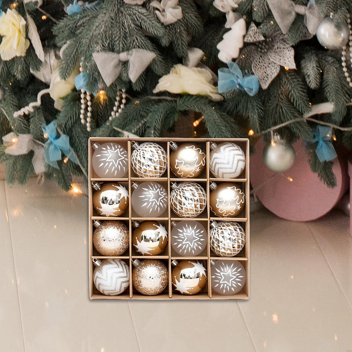 Crofta 16Pcs Christmas Tree Ball Ornaments 2.36inch for Birthday Decorating Holiday champagne gold