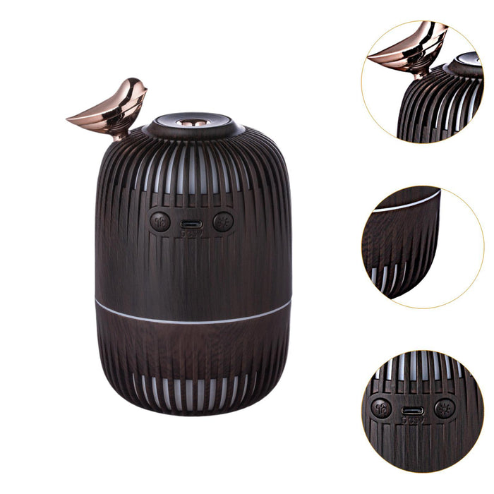 Crofta Essential Oil Diffuser 280ml Capacity Unique for Yoga Farmhouse Housewarming Dark wood grain