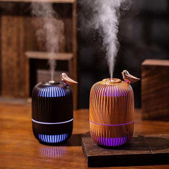 Crofta Essential Oil Diffuser 280ml Capacity Unique for Yoga Farmhouse Housewarming Dark wood grain