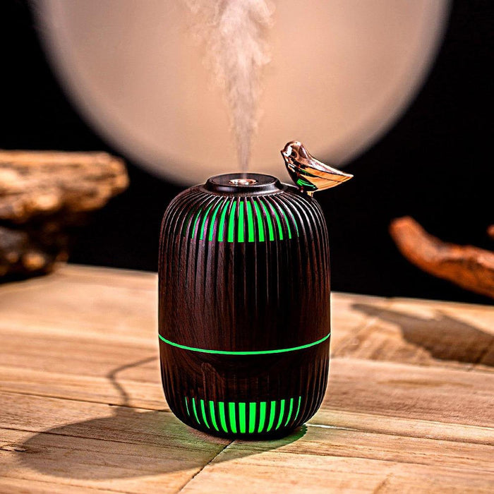 Crofta Essential Oil Diffuser 280ml Capacity Unique for Yoga Farmhouse Housewarming Dark wood grain