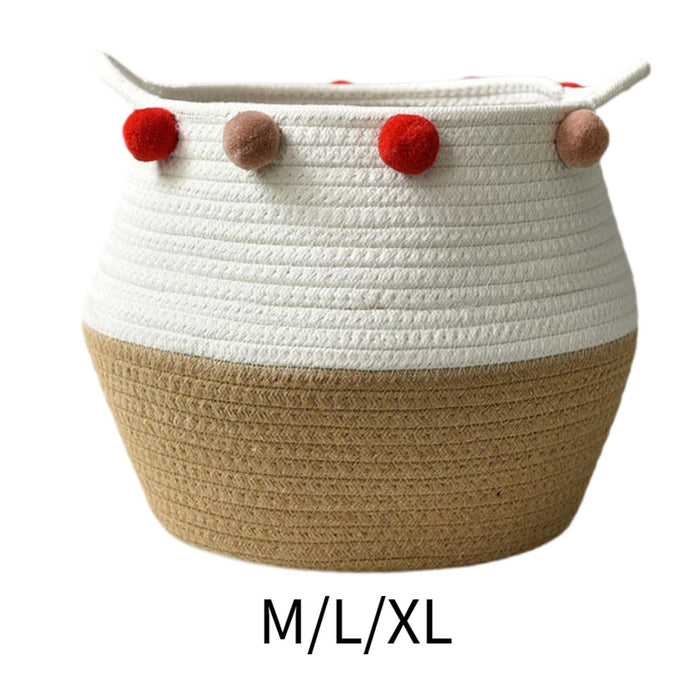 Crofta Cotton Rope Basket Flower Pot Basket Bedside Table Closet Storage Basket Bin M