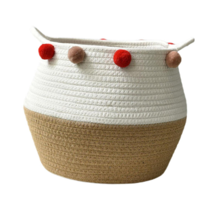 Crofta Cotton Rope Basket Flower Pot Basket Bedside Table Closet Storage Basket Bin M