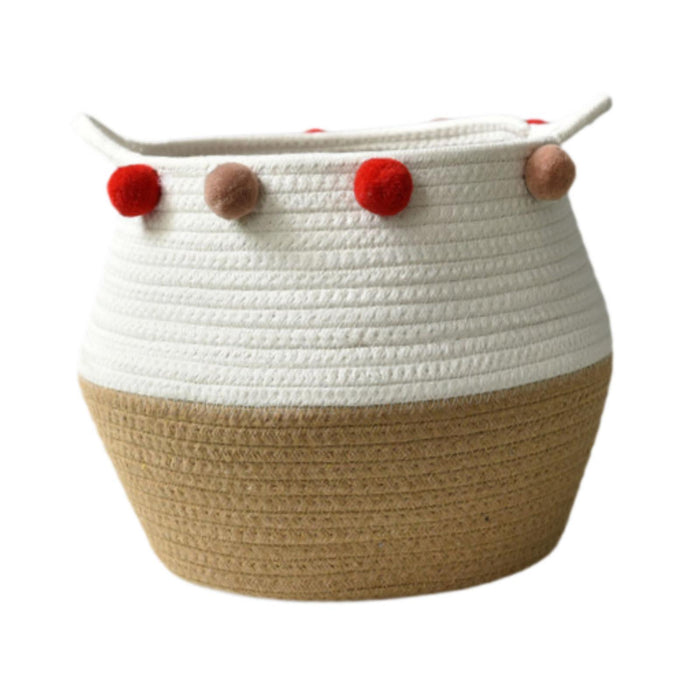 Crofta Cotton Rope Basket Flower Pot Basket Bedside Table Closet Storage Basket Bin M