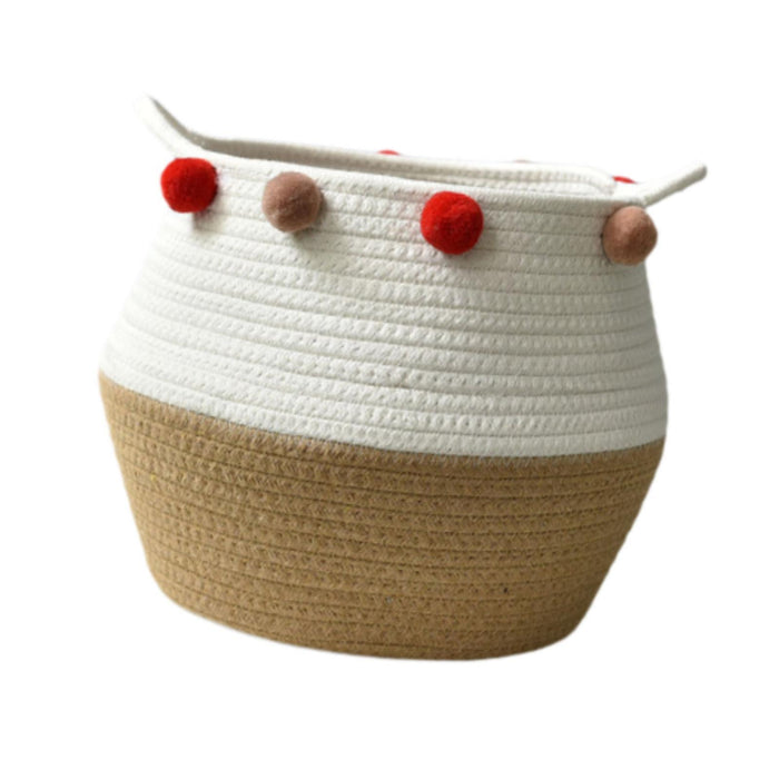 Crofta Cotton Rope Basket Flower Pot Basket Bedside Table Closet Storage Basket Bin M