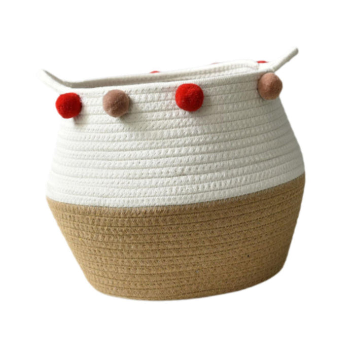 Crofta Cotton Rope Basket Flower Pot Basket Bedside Table Closet Storage Basket Bin M