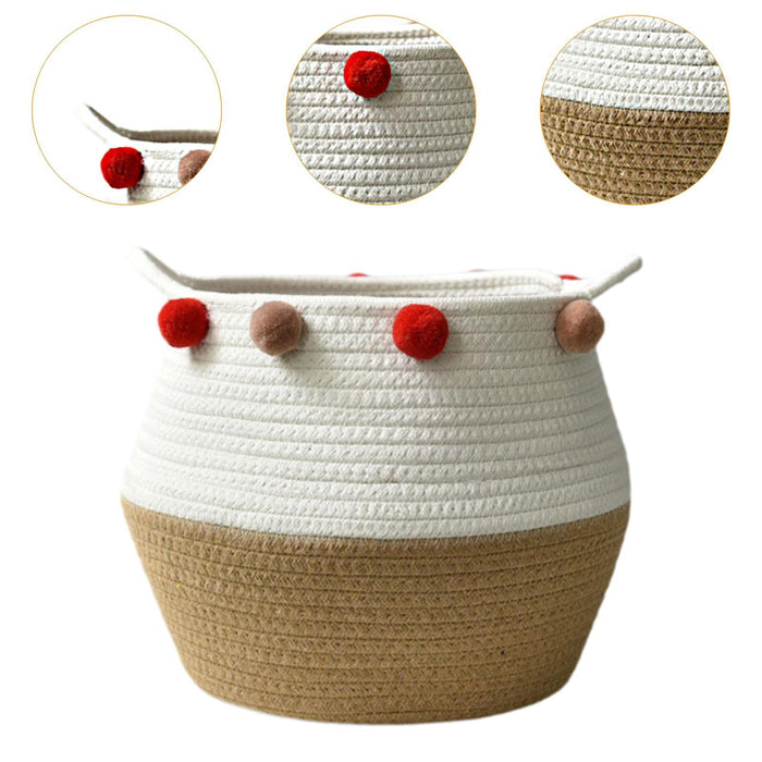 Crofta Cotton Rope Basket Flower Pot Basket Bedside Table Closet Storage Basket Bin M