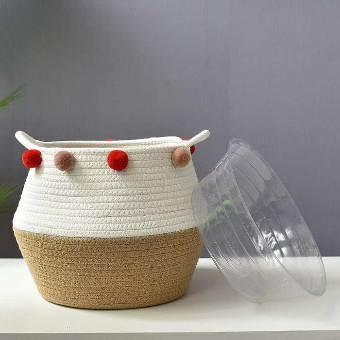 Crofta Cotton Rope Basket Flower Pot Basket Bedside Table Closet Storage Basket Bin L