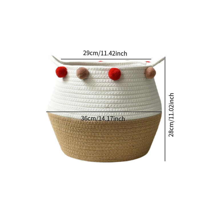 Crofta Cotton Rope Basket Flower Pot Basket Bedside Table Closet Storage Basket Bin XL