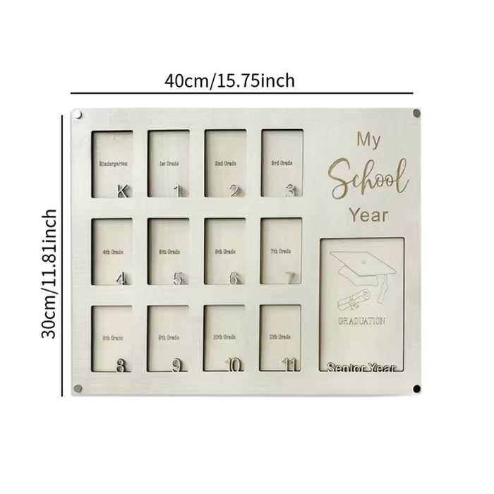 Crofta Wooden School Picture Frame Pre K to 12 40x30cm for Any Interior Lightweight Beige