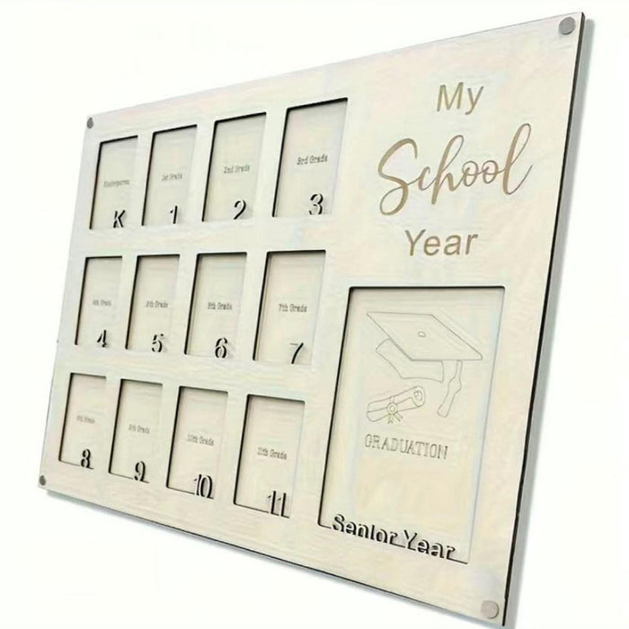 Crofta Wooden School Picture Frame Pre K to 12 40x30cm for Any Interior Lightweight Beige