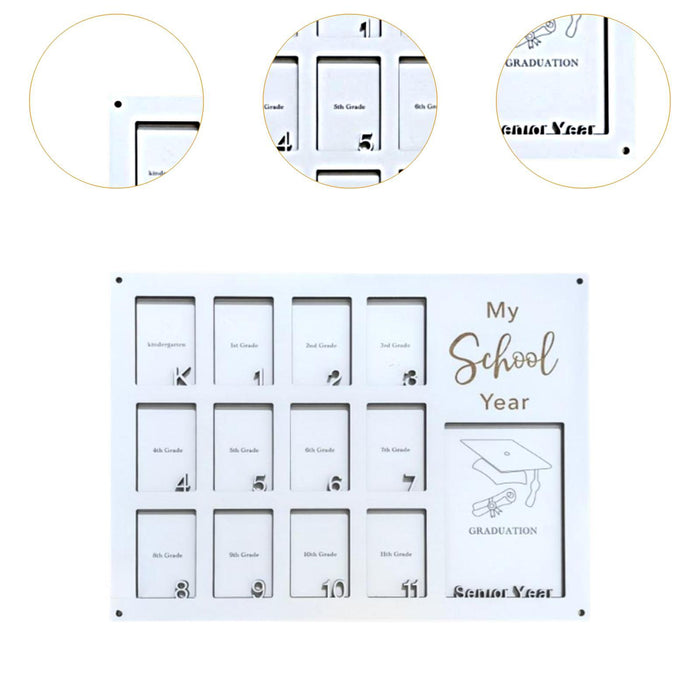 Crofta Wooden School Picture Frame Pre K to 12 40x30cm for Any Interior Lightweight White