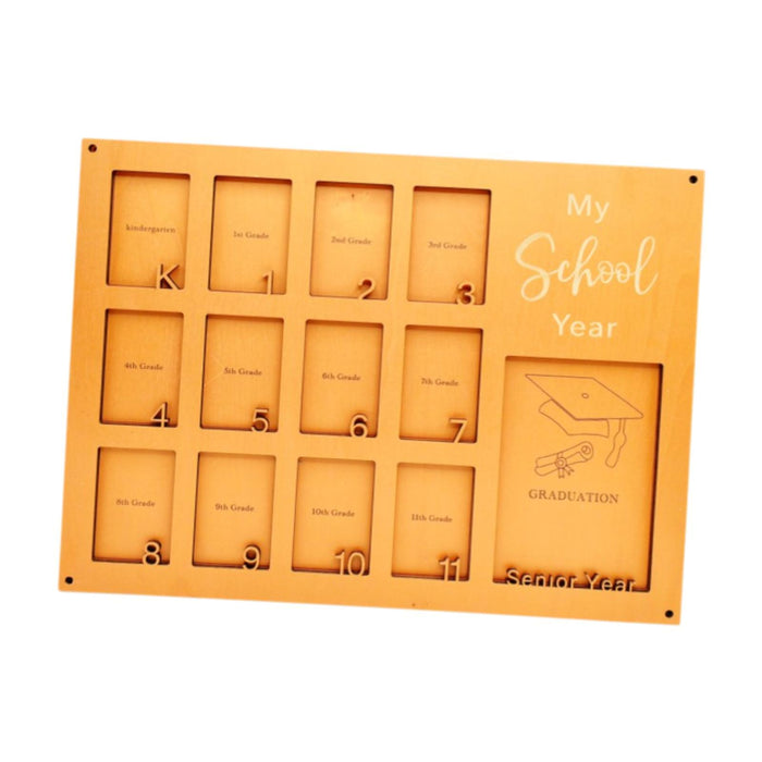 Crofta Wooden School Picture Frame Pre K to 12 40x30cm for Any Interior Lightweight Orange