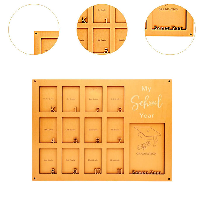 Crofta Wooden School Picture Frame Pre K to 12 40x30cm for Any Interior Lightweight Orange