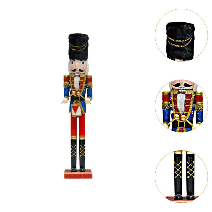 Crofta Wooden Nutcracker Soldier Drum Nutcracker Soldier for Festival Holiday Desk