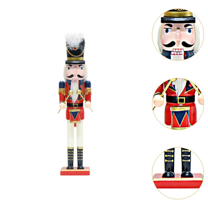 Crofta Wooden Nutcracker Soldier Drum for Decorating Indoor Countertops Desktop