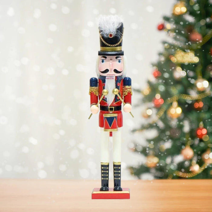 Crofta Wooden Nutcracker Soldier Drum for Decorating Indoor Countertops Desktop