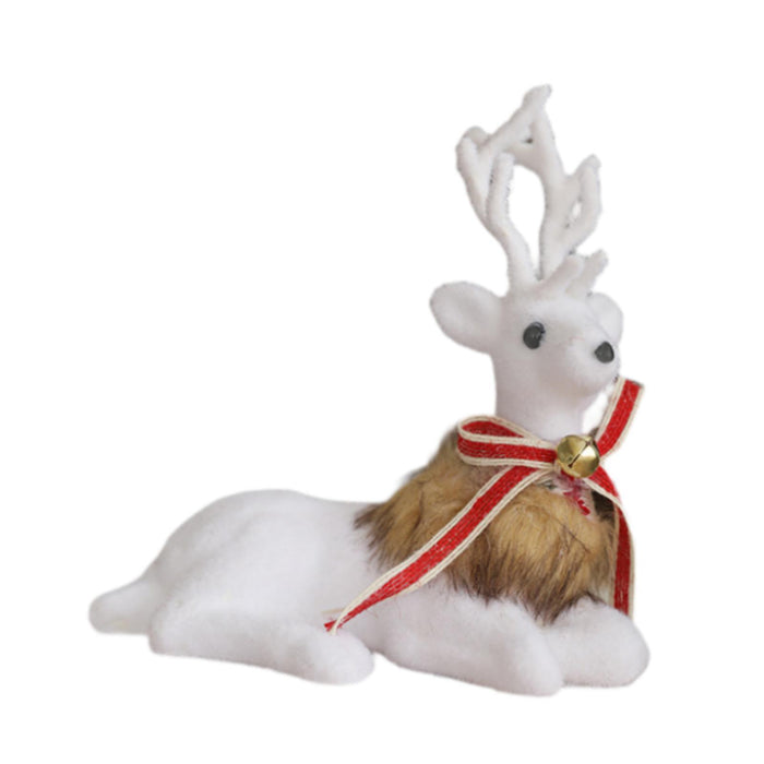 Crofta Xmas Sculpture Gift Christmas Elk Statue for Living Room Indoor Shelf Lying Elk