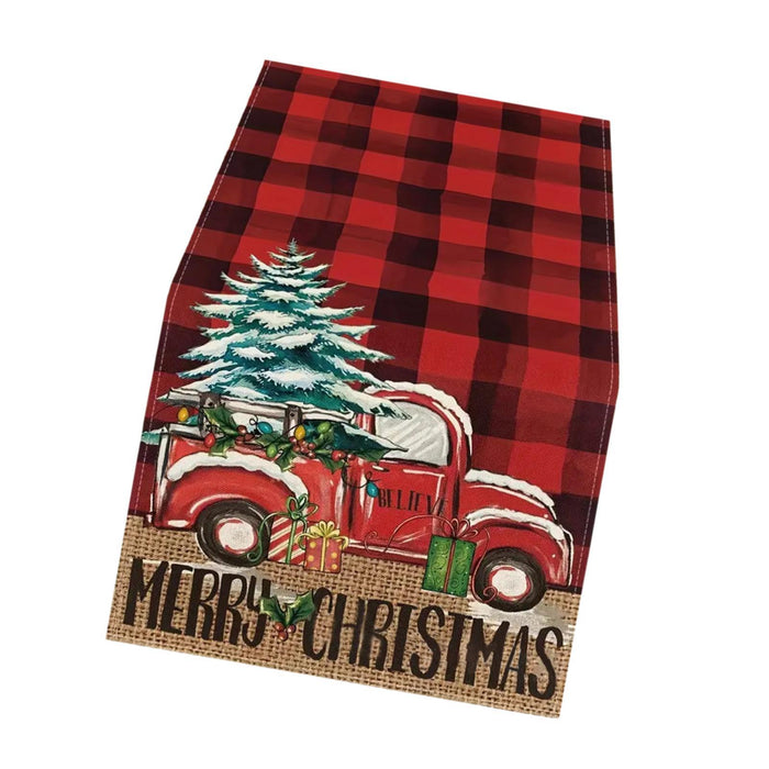 Crofta Xmas Tablecloth Festival Centerpiece Dinner Xmas Home Christmas Table Runner with Car