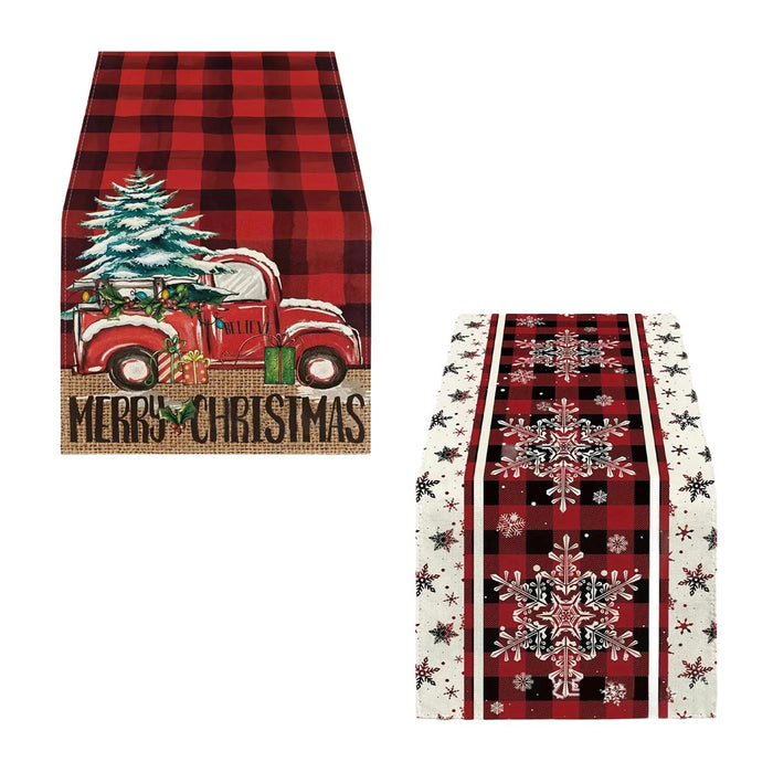 Crofta Xmas Tablecloth Festival Centerpiece Dinner Xmas Home Christmas Table Runner with Car