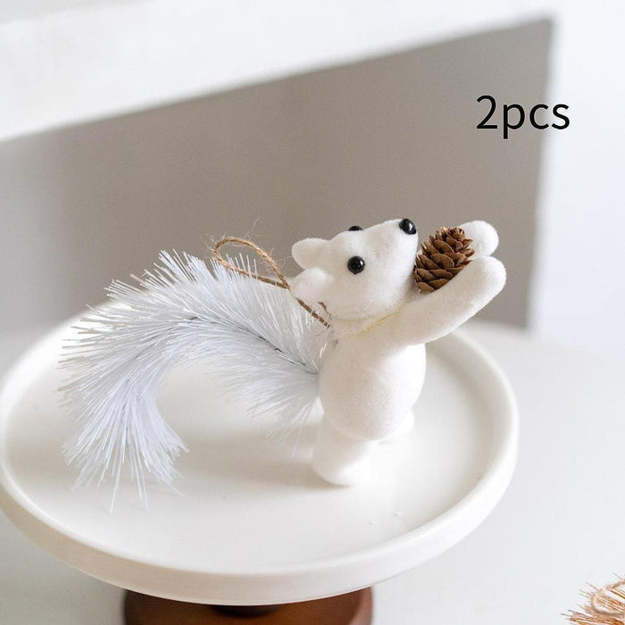 Crofta 2 Pieces Christmas Hanging Decoration Squirrel Hanging Pendant for Home Wall Style A