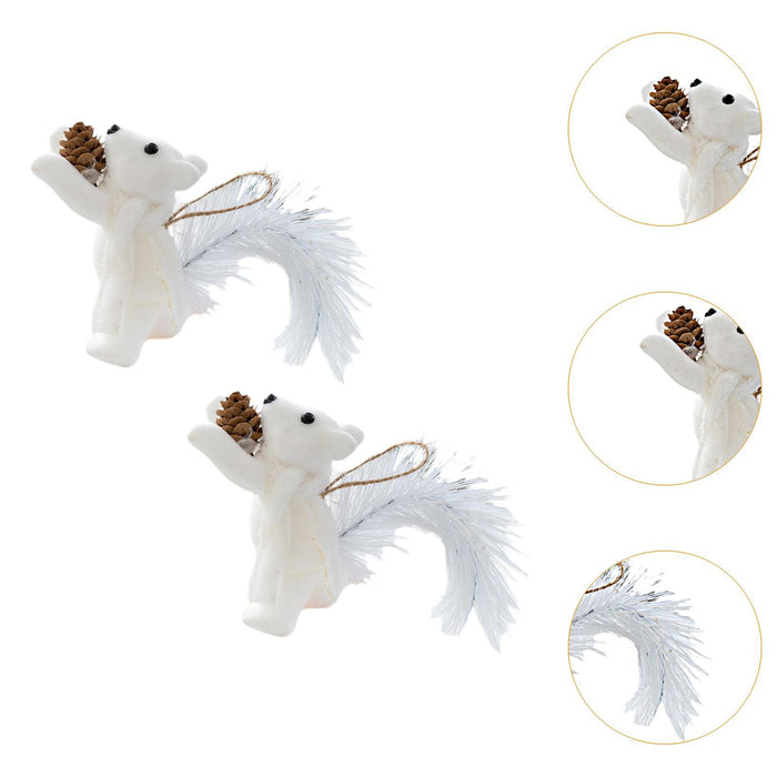 Crofta 2 Pieces Christmas Hanging Decoration Squirrel Hanging Pendant for Home Wall Style A