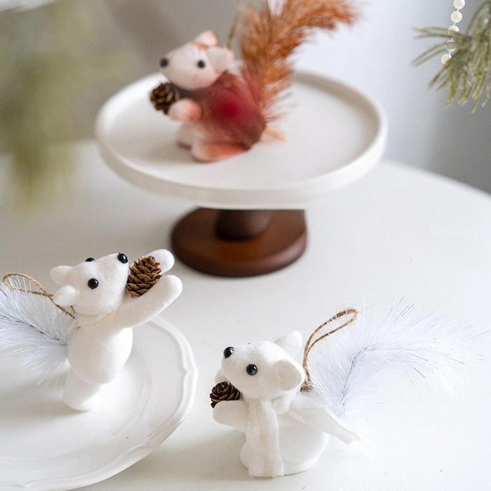 Crofta 2 Pieces Christmas Hanging Decoration Squirrel Hanging Pendant for Home Wall Style A