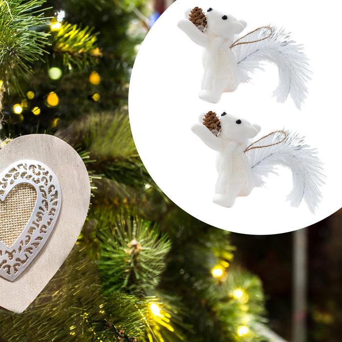 Crofta 2 Pieces Christmas Hanging Decoration Squirrel Hanging Pendant for Home Wall Style A