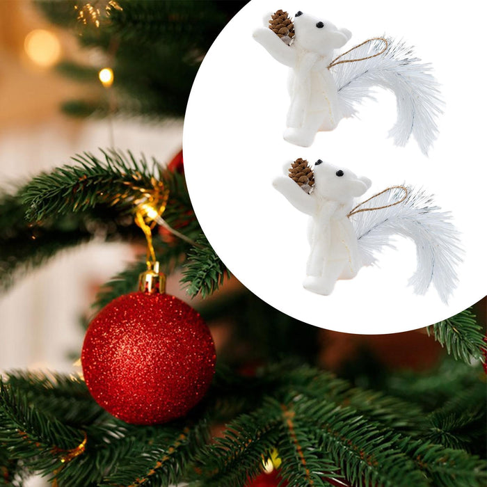 Crofta 2 Pieces Christmas Hanging Decoration Squirrel Hanging Pendant for Home Wall Style A