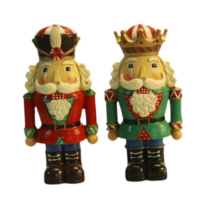 Crofta 2 Pieces Christmas Nutcracker Statue Xmas Figure Sculpture for Shelf Bedroom