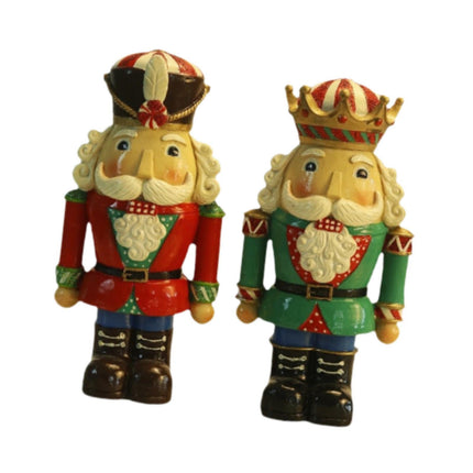 Crofta 2 Pieces Christmas Nutcracker Statue Xmas Figure Sculpture for Shelf Bedroom