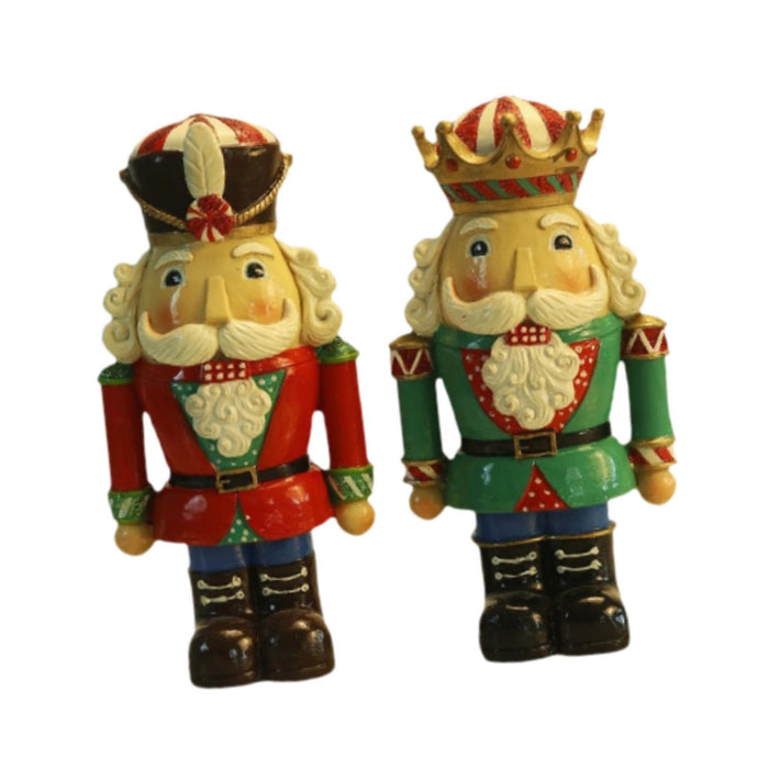 Crofta 2 Pieces Christmas Nutcracker Statue Xmas Figure Sculpture for Shelf Bedroom