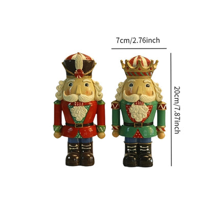 Crofta 2 Pieces Christmas Nutcracker Statue Xmas Figure Sculpture for Shelf Bedroom