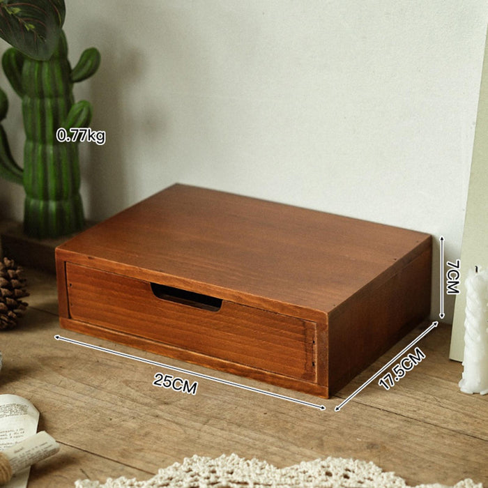 Crofta Wood Desktop Organizer Creative Pull Out Drawers for Farmhouse Bedroom Study 25x17.5x7 cm 1 Drawer