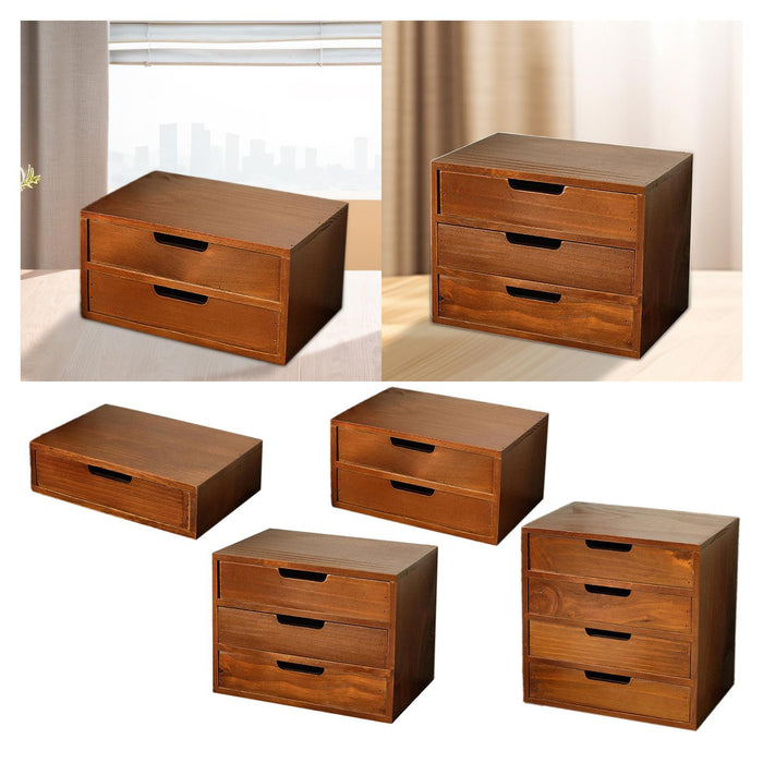 Crofta Wood Desktop Organizer Creative Pull Out Drawers for Farmhouse Bedroom Study 25x17.5x7 cm 1 Drawer