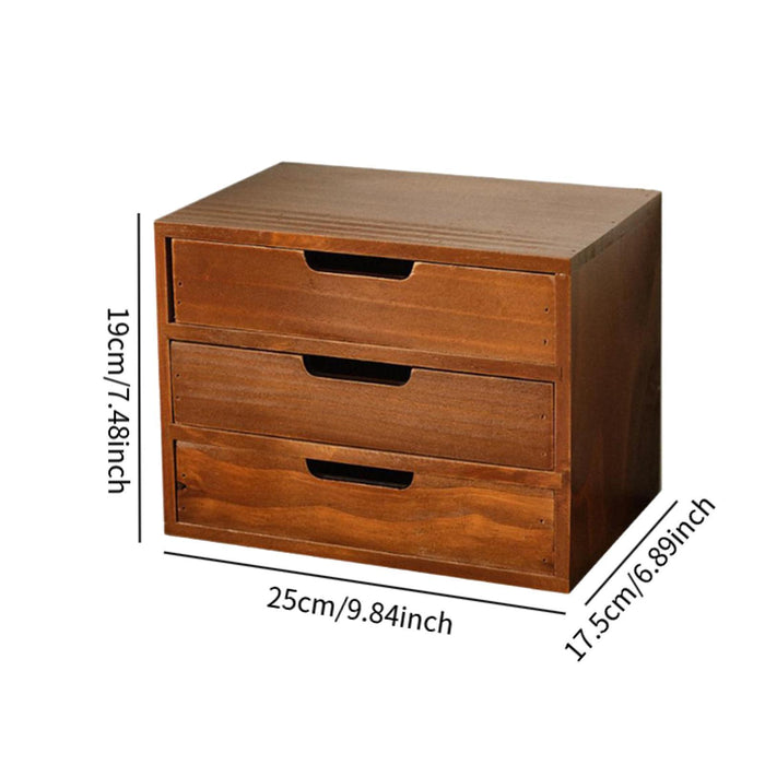 Crofta Wood Desktop Organizer Creative Pull Out Drawers for Farmhouse Bedroom Study 25x17.5x19 cm 3 Drawers