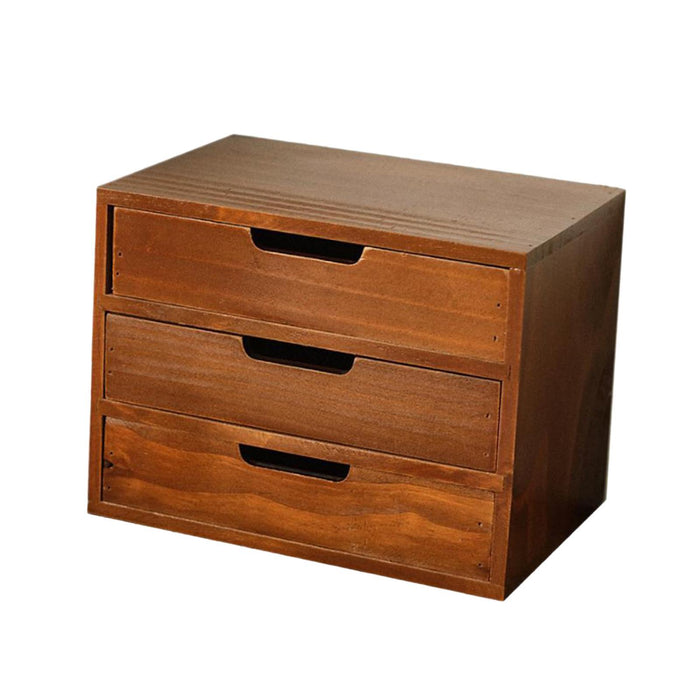 Crofta Wood Desktop Organizer Creative Pull Out Drawers for Farmhouse Bedroom Study 25x17.5x19 cm 3 Drawers