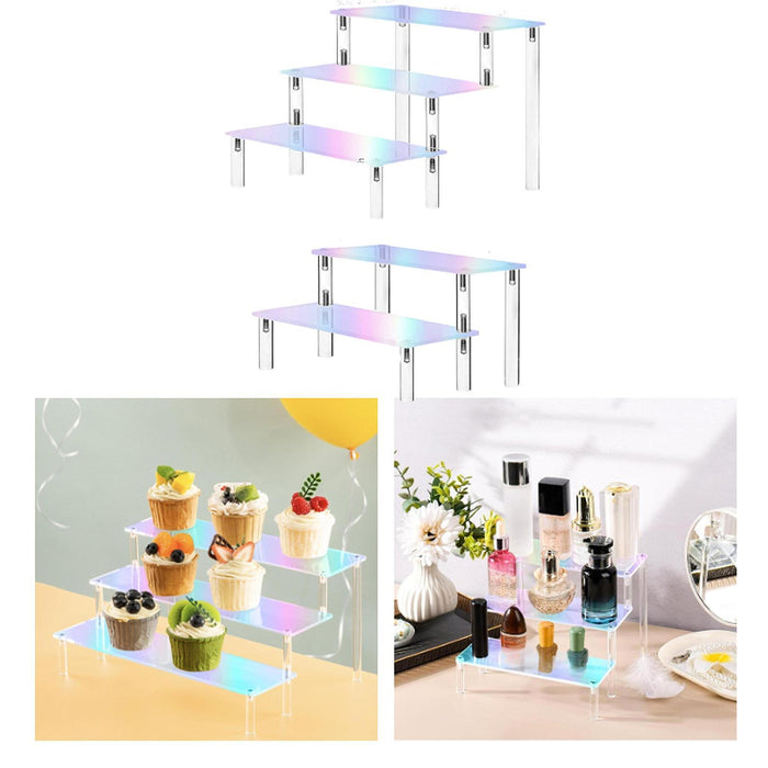 Crofta Acrylic Display Riser Jewelry Display Riser Shelf for Candy Figurine Dessert 3 Layers