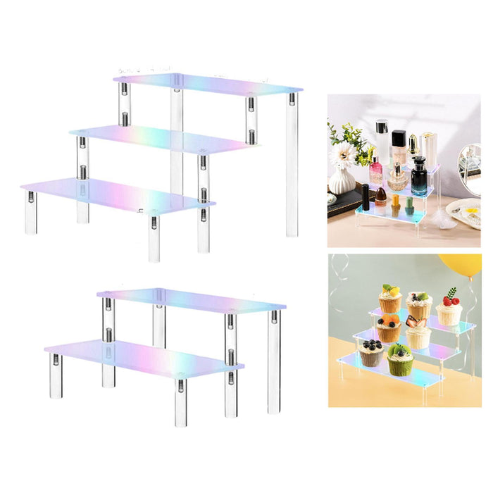 Crofta Acrylic Display Riser Jewelry Display Riser Shelf for Candy Figurine Dessert 3 Layers