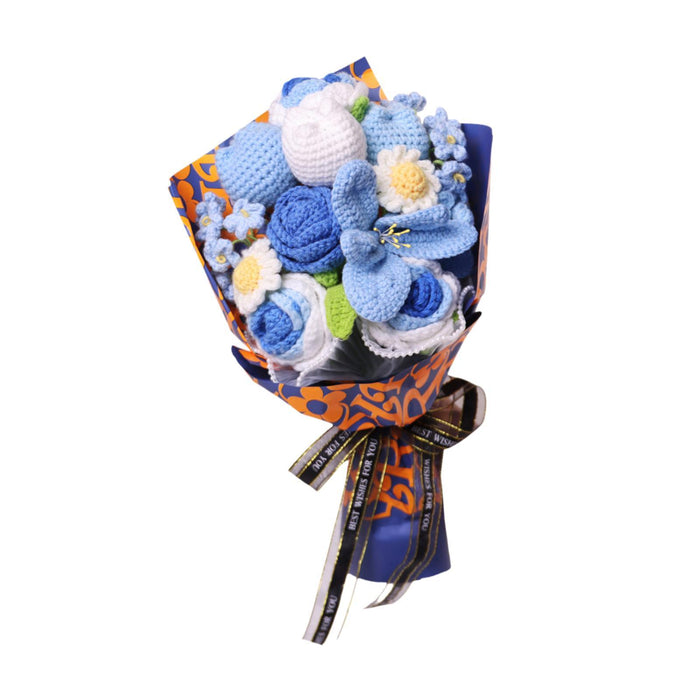 Crofta 14inch Crochet Flowers Knitted Bouquet Artificial for Best Friend Girlfriend Style B