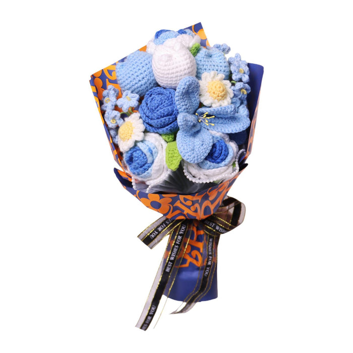 Crofta 14inch Crochet Flowers Knitted Bouquet Artificial for Best Friend Girlfriend Style B