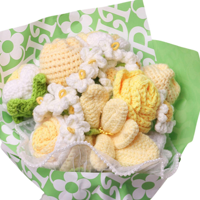 Crofta 14inch Crochet Flowers Knitted Bouquet Artificial for Best Friend Girlfriend Style D