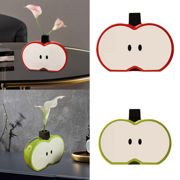 Crofta Apples Shape Vase Crafts Tabletop Ornament for Farmhouse Cabinet Dining Room Red