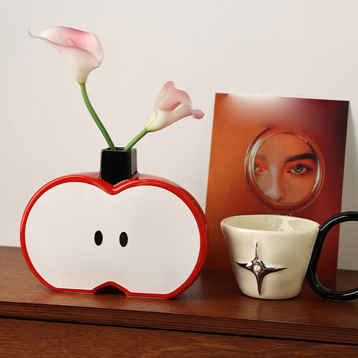 Crofta Apples Shape Vase Crafts Tabletop Ornament for Farmhouse Cabinet Dining Room Red