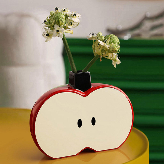 Crofta Apples Shape Vase Crafts Tabletop Ornament for Farmhouse Cabinet Dining Room Red