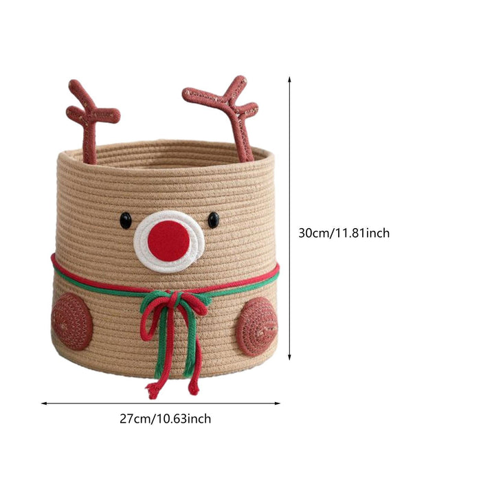 Crofta Reindeer Christmas Basket Storage Bin for Clothes Towels Living Room Holiday L