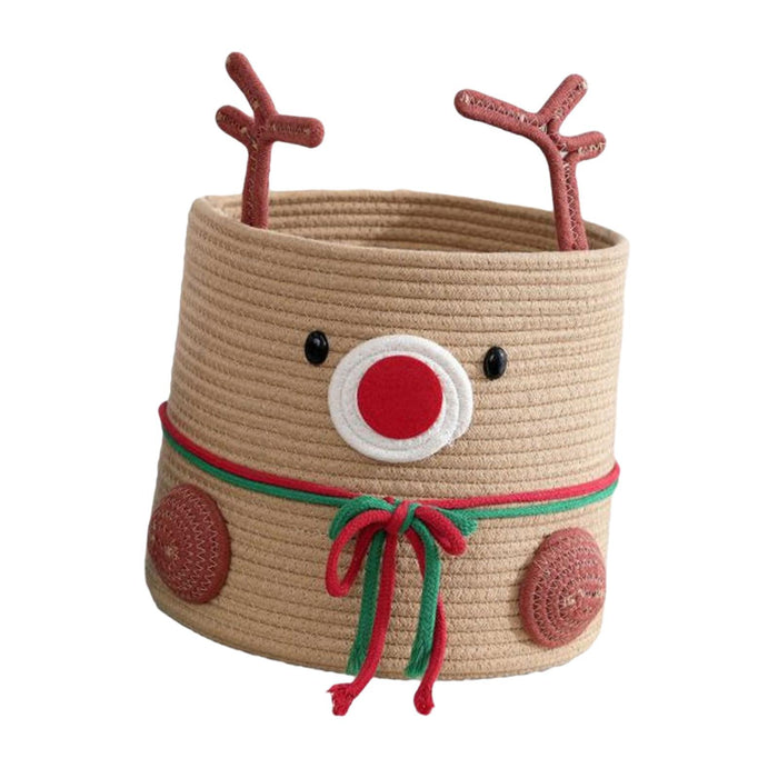 Crofta Reindeer Christmas Basket Storage Bin for Clothes Towels Living Room Holiday L